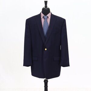 Ralph Lauren 48L Navy Solid 2-Button Sport Coat Blazer Jacket G712